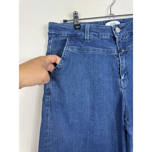 Closed Italy Rosy Wide Leg Cropped Blue Jeans Size 31 High Waisted - Picture 2 of 15